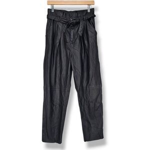 Free People Nightfall Vegan Leather Paperbag Pants In Black Size 6 Moto Chic